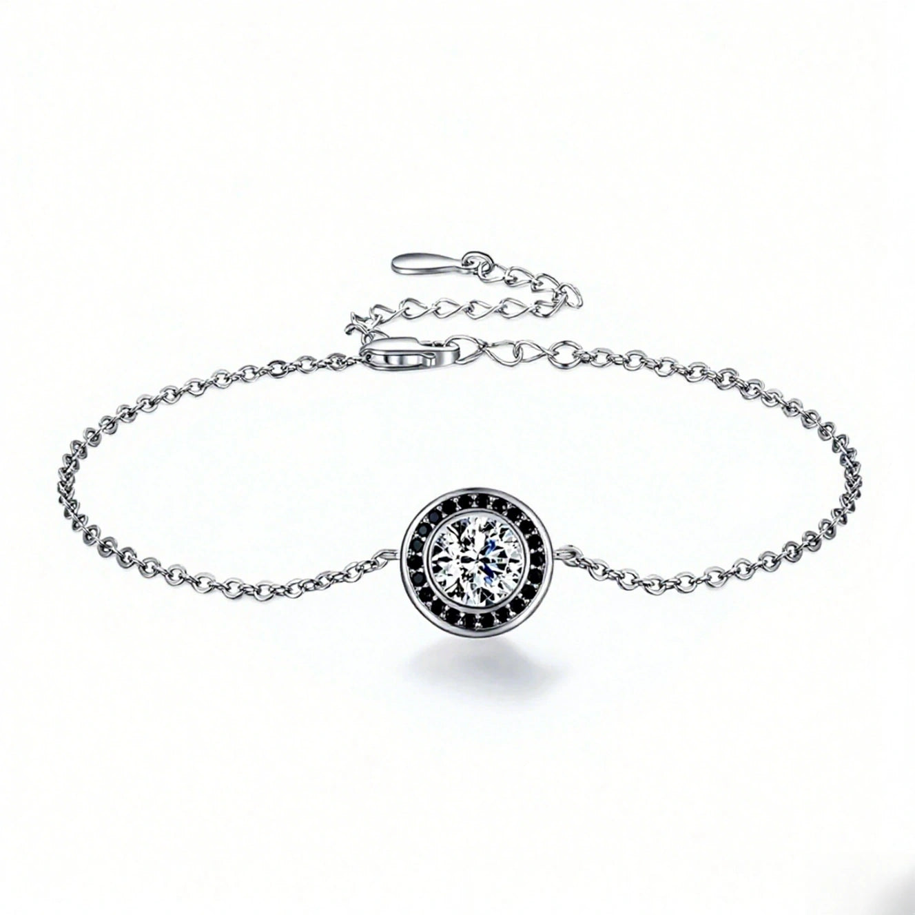 Black & White Zircon Halo Bracelet