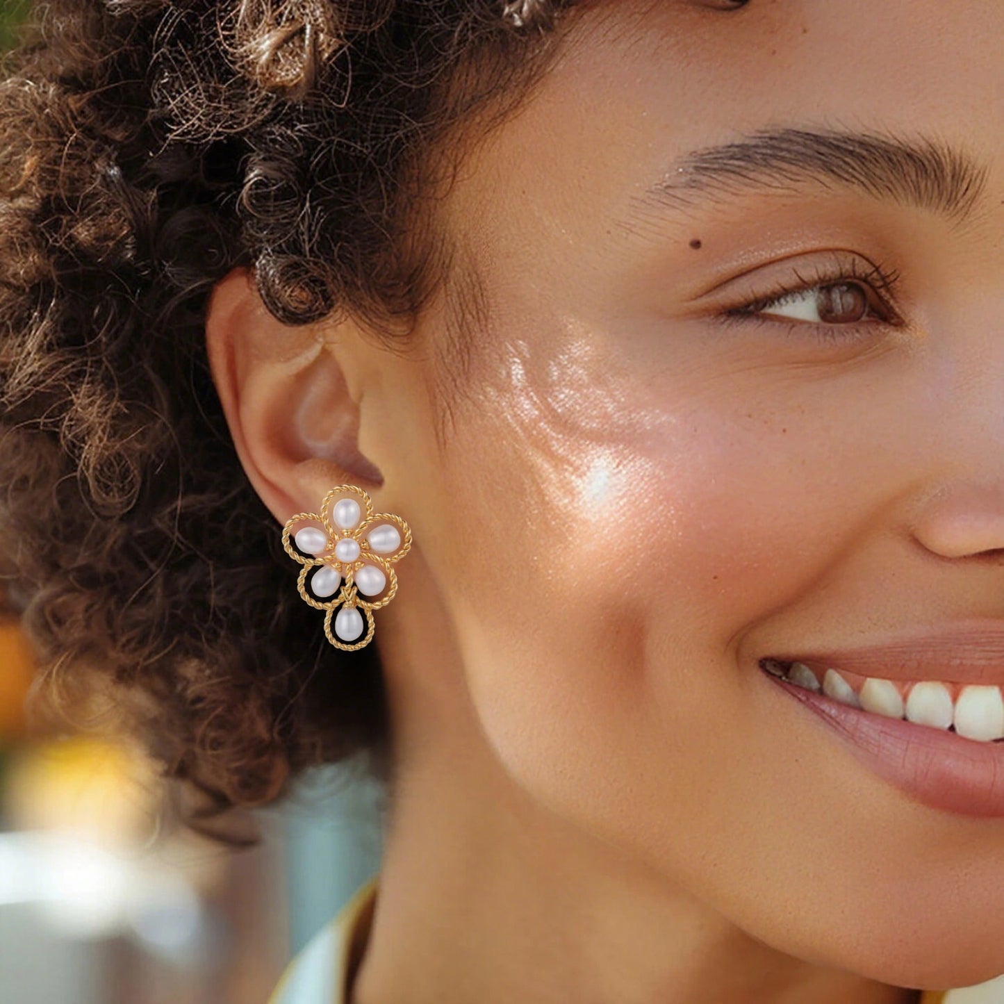 Freshwater Pearl Flower Earrings