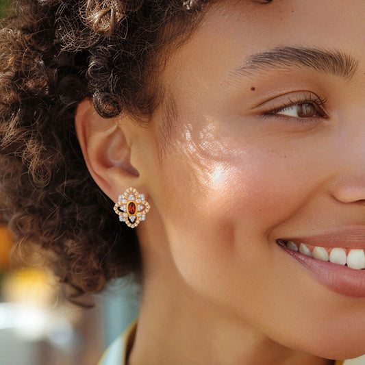 Garnet Cluster Drop Earrings
