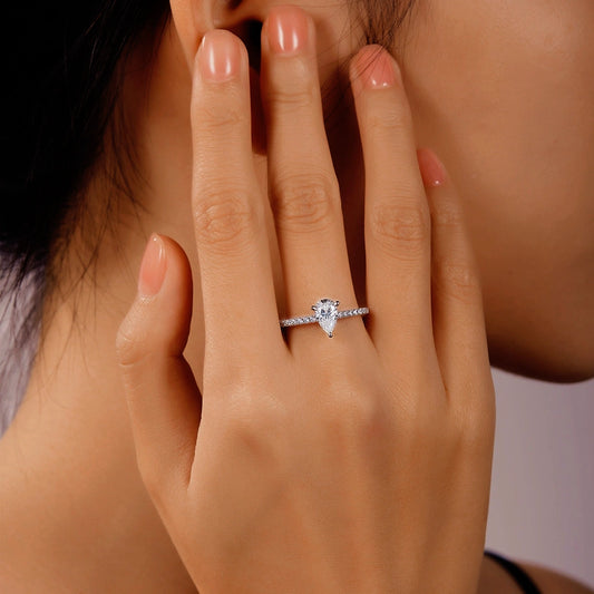 New Beginnings – 1CT Pear Moissanite Solitaire Ring