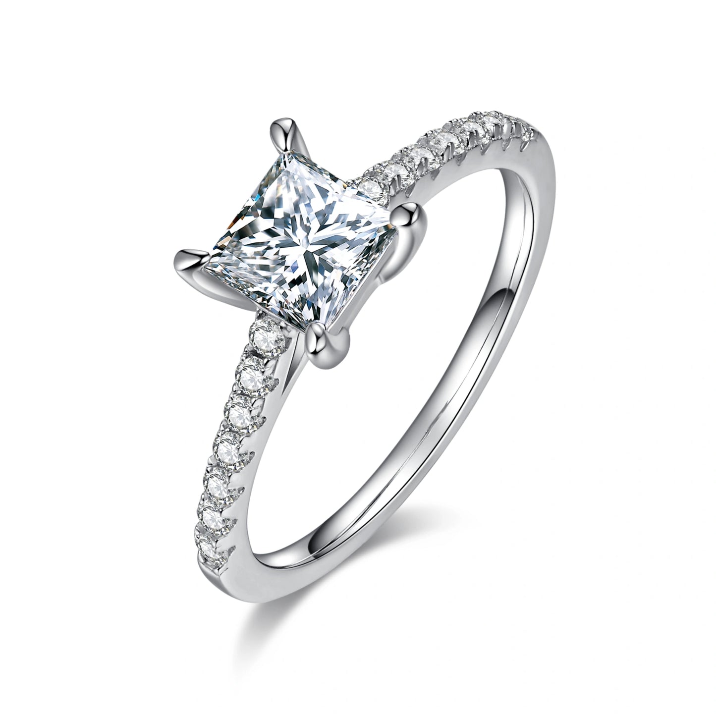 Aligned Hearts – 1CT Square Moissanite Solitaire Ring