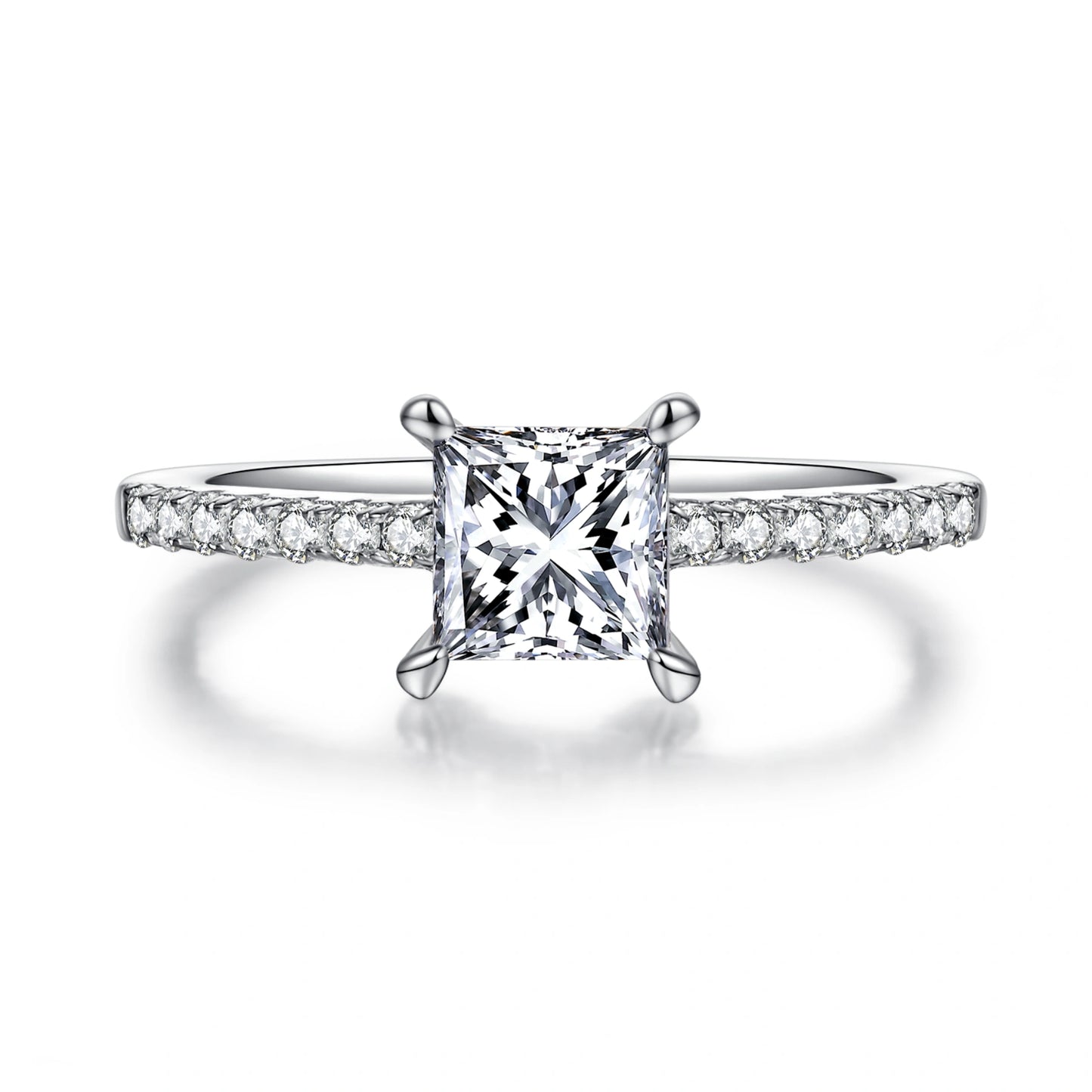 Aligned Hearts – 1CT Square Moissanite Solitaire Ring