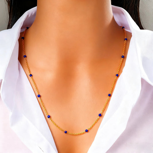 3mm Lapis Lazuli Station Necklace