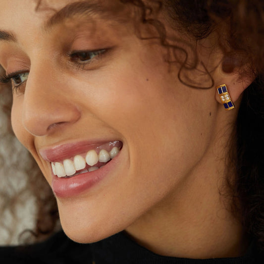 Lapis Lazuli and Geometry Bar Earrings