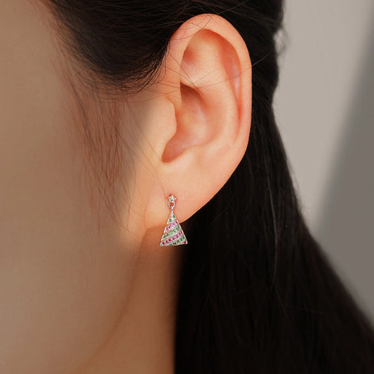 Christmas Tree Star Sterling Silver Drop Earrings