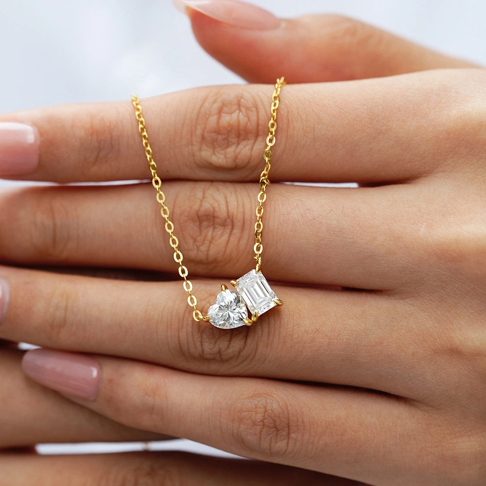 Starlight Love Dual 14K Gold Moissanite Necklace