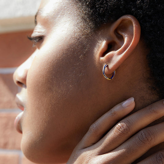 Enamel Twist Hoop Earrings