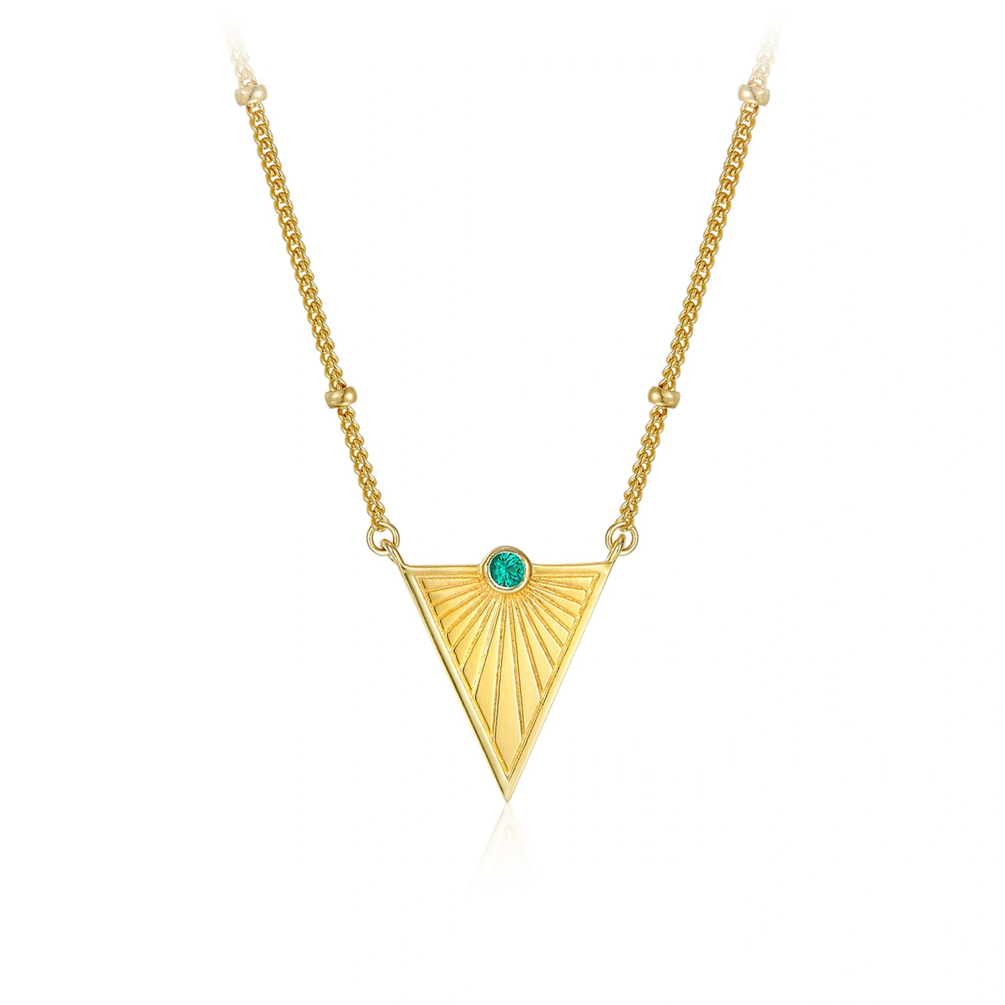 Sunrise Heart Emerald Triangle Necklace