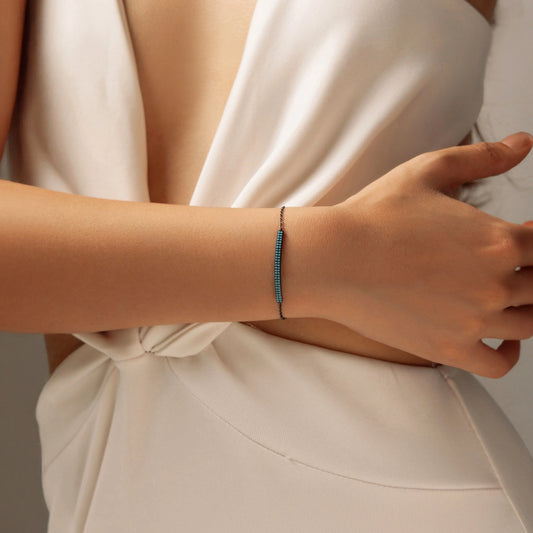Black-Tone Turquoise Bar Bracelet
