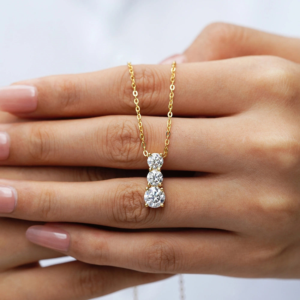 Eternal Trio 18K Gold Moissanite Necklace
