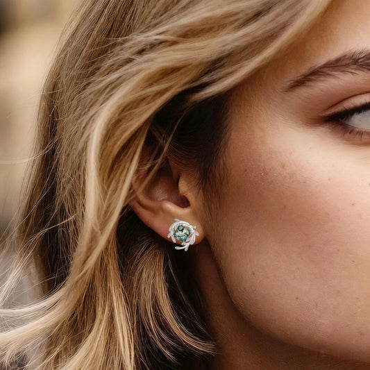 Moss Agate Stud Earrings