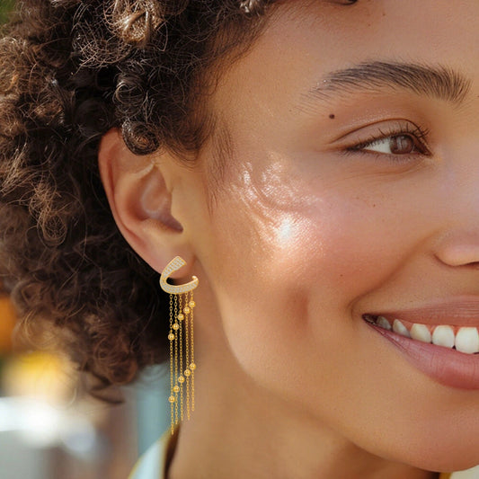 Starlight Fringe 18K Gold Dangle Earrings