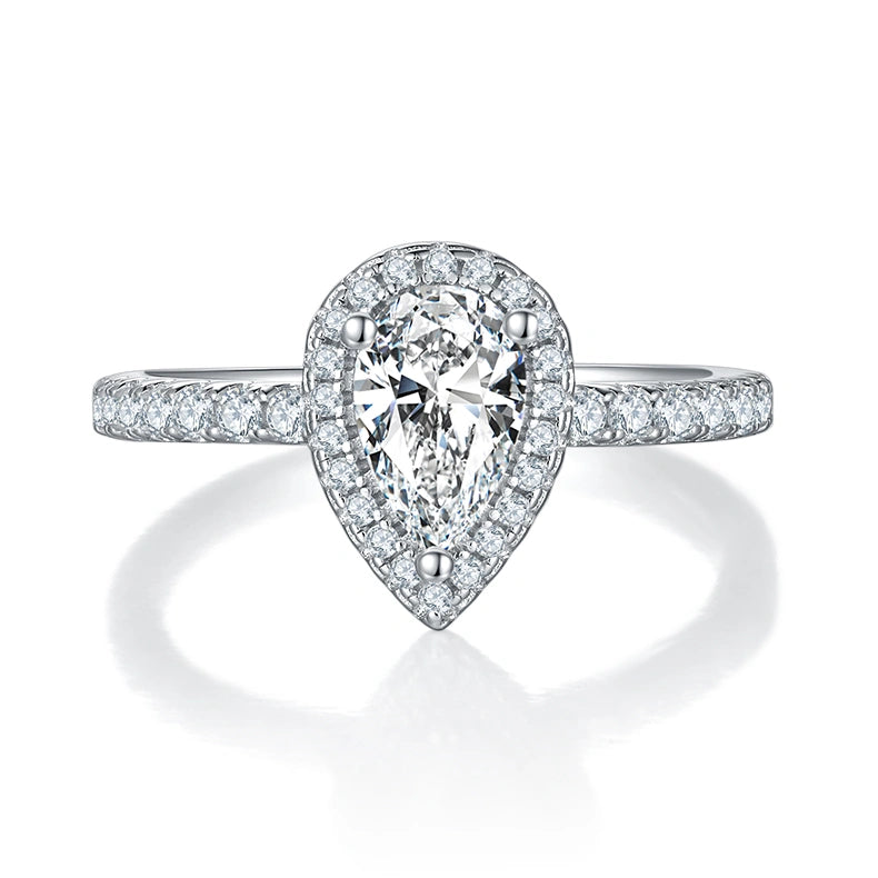 Radiant Hope –1CT Pear Moissanite Halo Ring