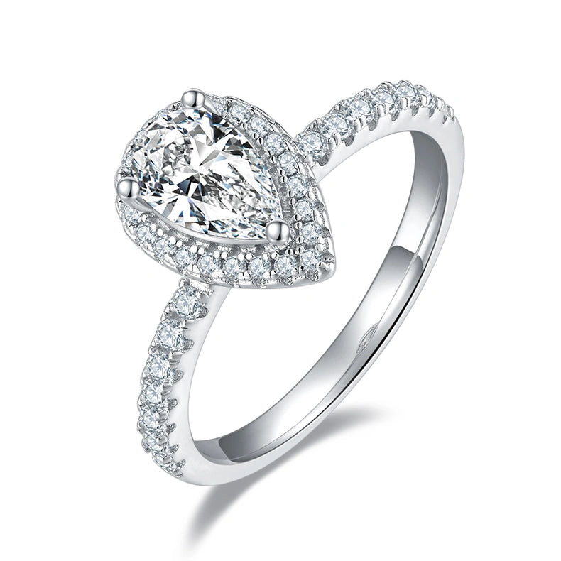 Radiant Hope –1CT Pear Moissanite Halo Ring
