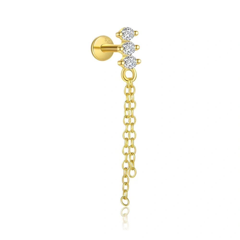 Starlit Veil Chains Ear Stack 18K Gold Earrings