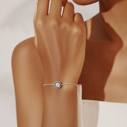 Black & White Zircon Halo Bracelet