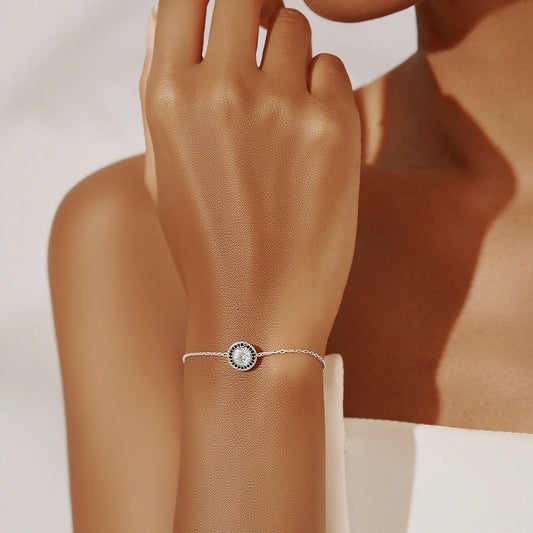 Black & White Zircon Halo Bracelet