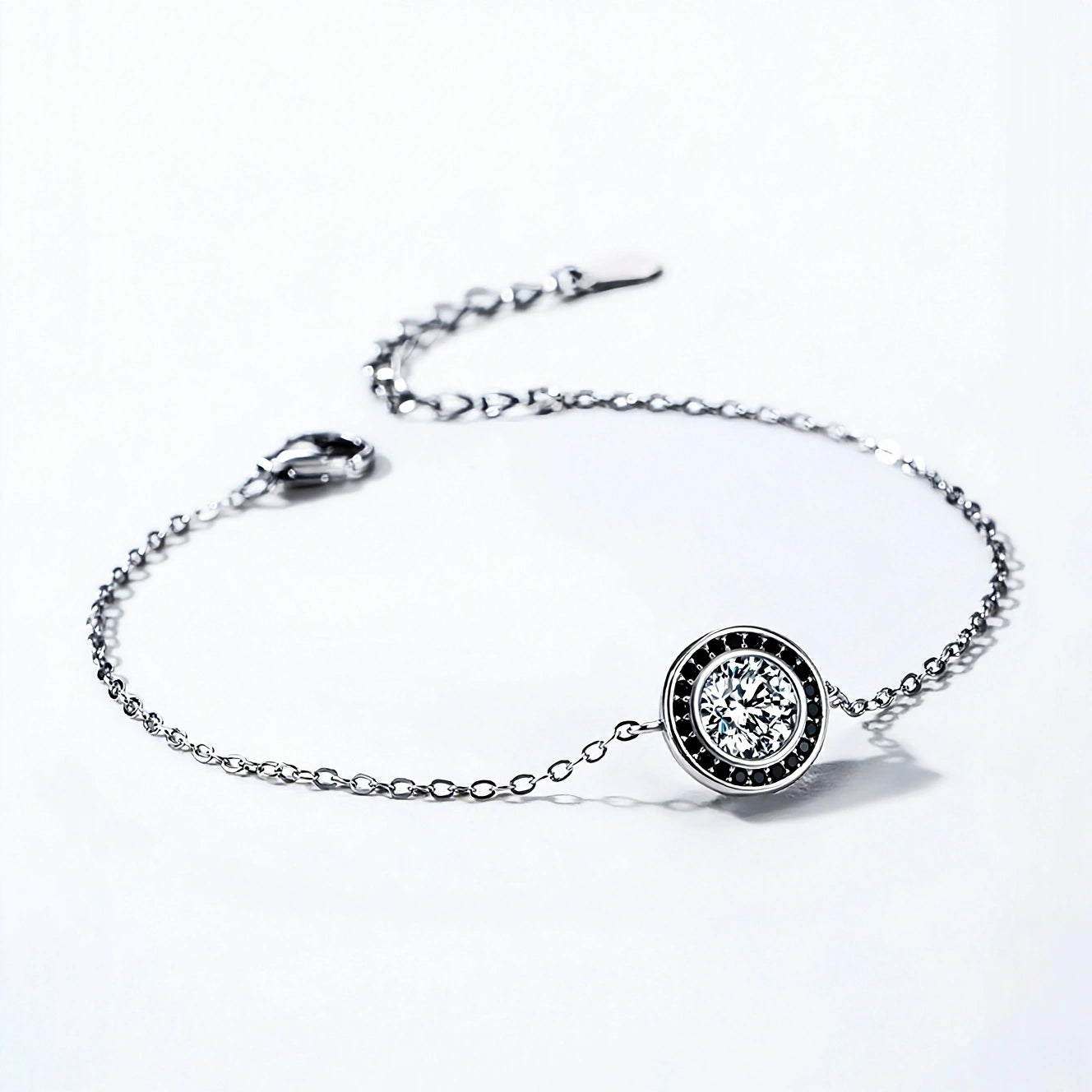 Black & White Zircon Halo Bracelet