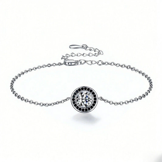 Black & White Zircon Halo Bracelet