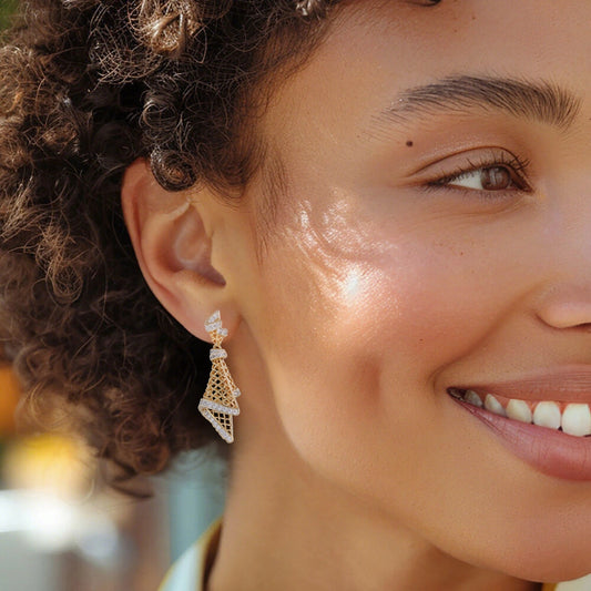 Filigree Triangle Drop Earrings