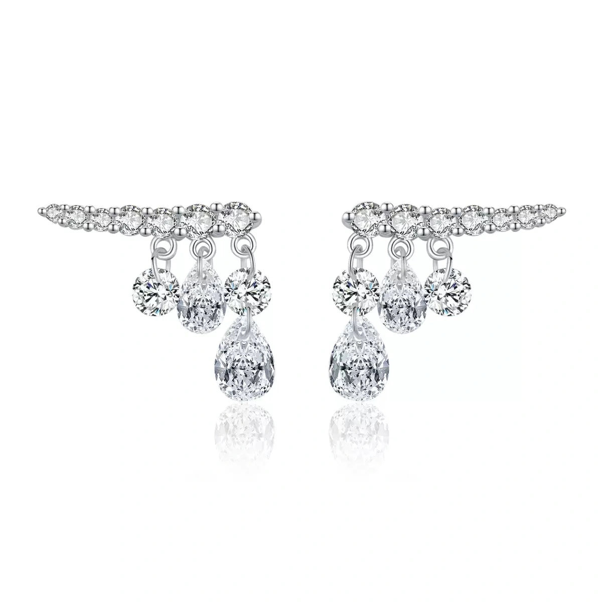 Dewdrop Symphony Sterling Silver Drop Earrings