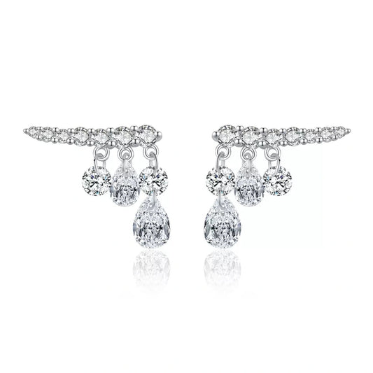Dewdrop Symphony Sterling Silver Drop Earrings
