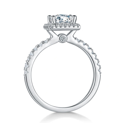 Harmonious Heart – 1CT Square Moissanite Halo Ring