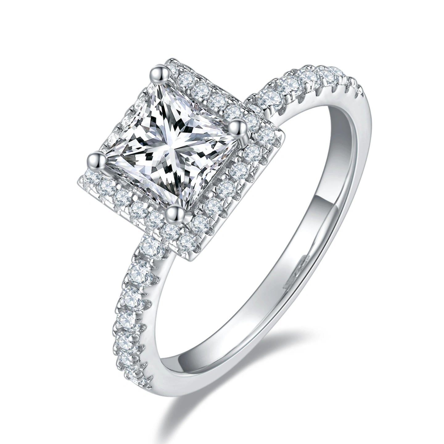Harmonious Heart – 1CT Square Moissanite Halo Ring
