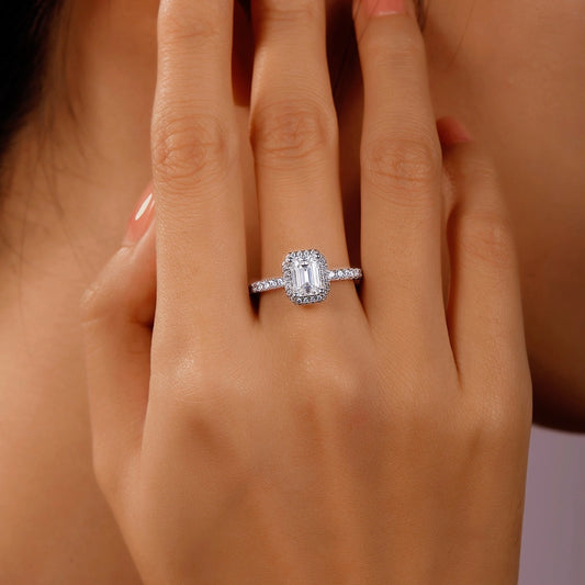Guided Journey – 1CT Emerald Moissanite Halo Ring