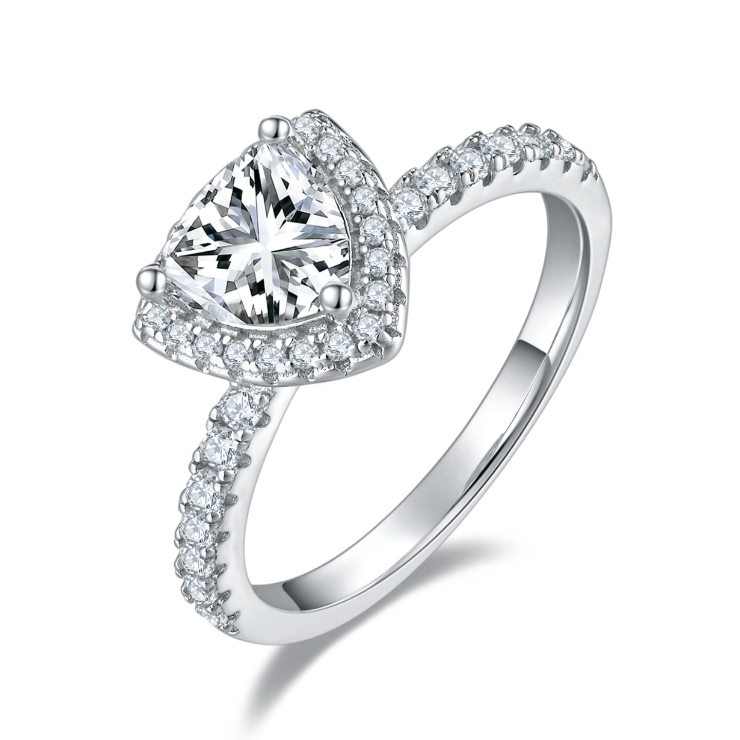 Triumph in Light – 1CT Trillion Moissanite Halo Ring