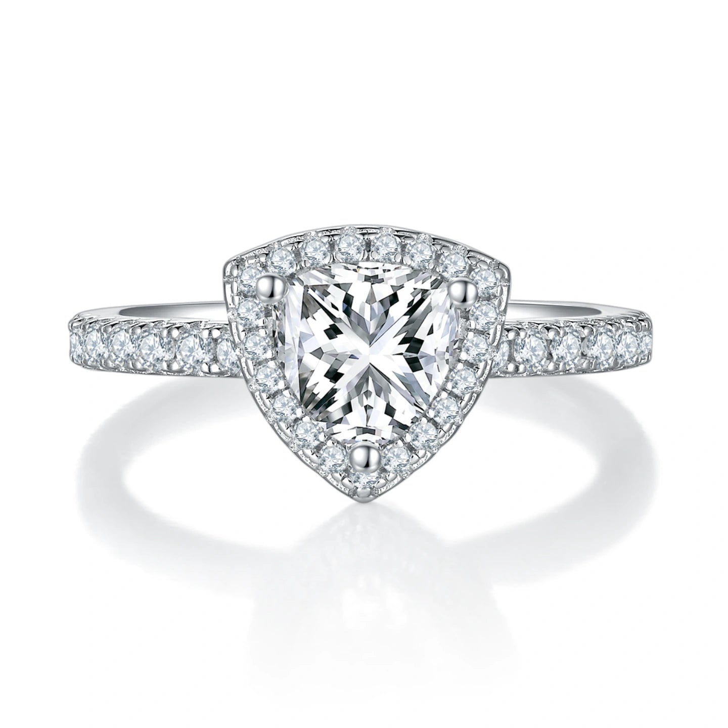 Triumph in Light – 1CT Trillion Moissanite Halo Ring