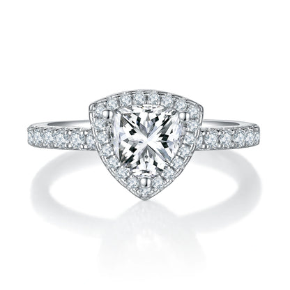 Triumph in Light – 1CT Trillion Moissanite Halo Ring