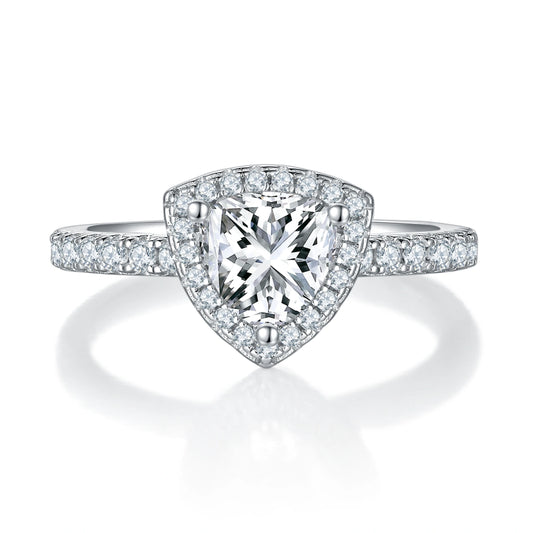 Triumph in Light – 1CT Trillion Moissanite Halo Ring