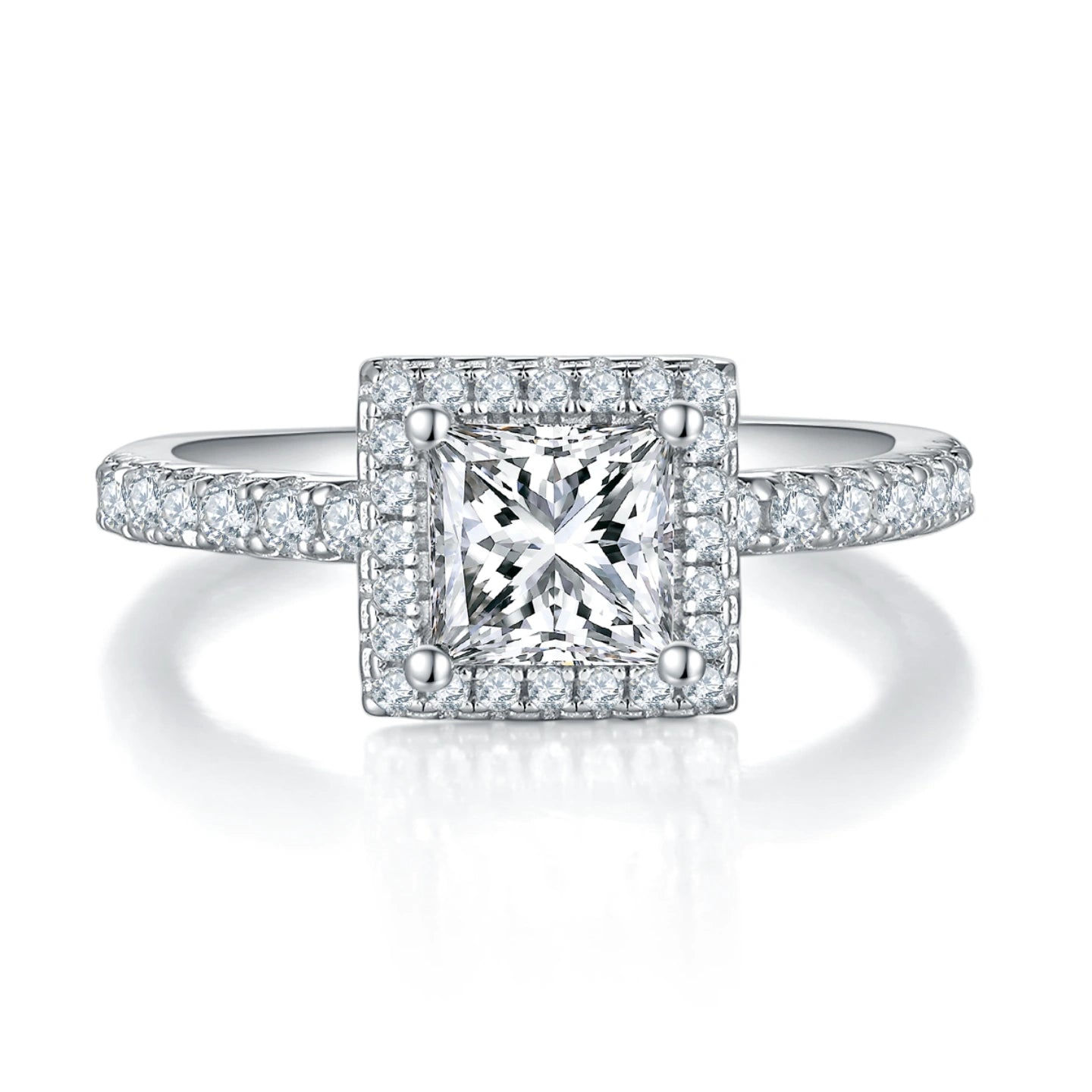 Harmonious Heart – 1CT Square Moissanite Halo Ring
