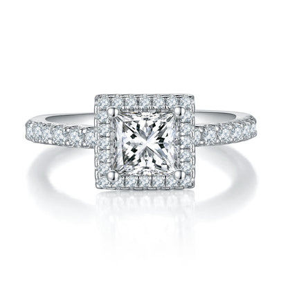 Harmonious Heart – 1CT Square Moissanite Halo Ring