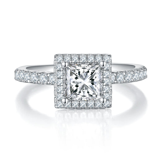 Harmonious Heart – 1CT Square Moissanite Halo Ring