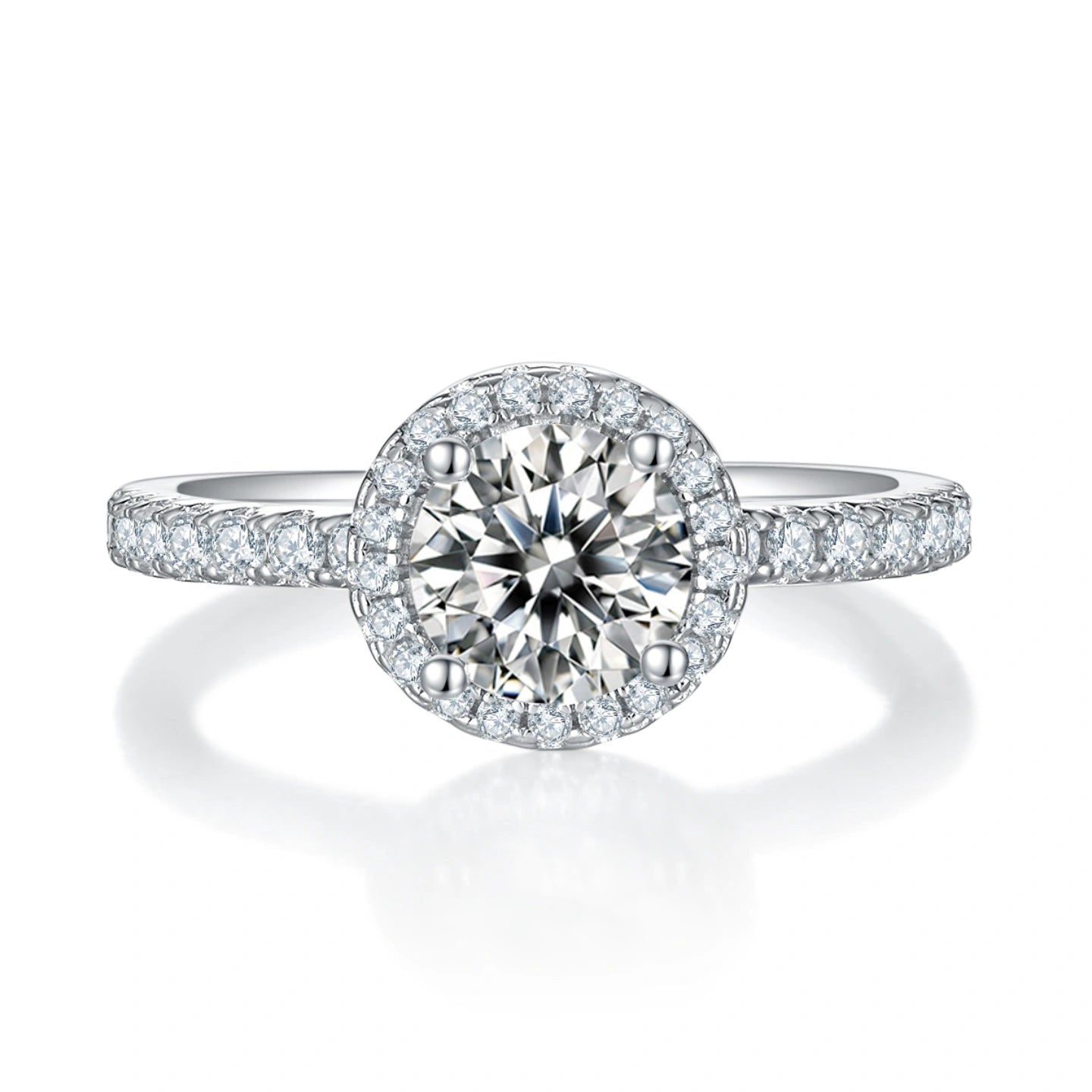 Infinite Glow – 1CT Round Moissanite Halo Ring