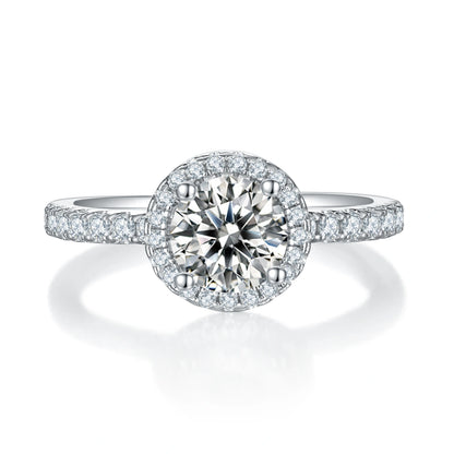 Infinite Glow – 1CT Round Moissanite Halo Ring