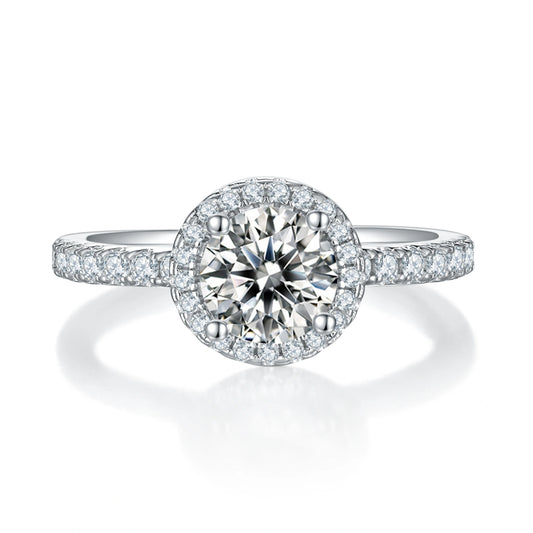 Infinite Glow – 1CT Round Moissanite Halo Ring