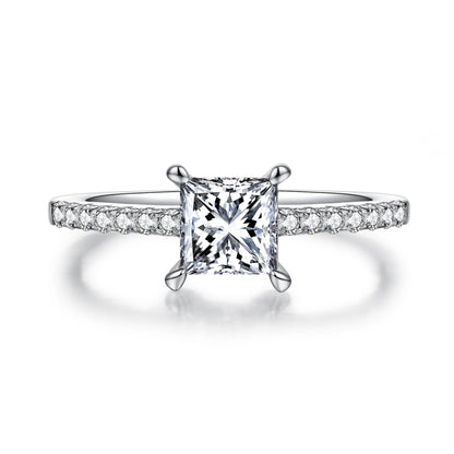 Aligned Hearts – 1CT Square Moissanite Solitaire Ring