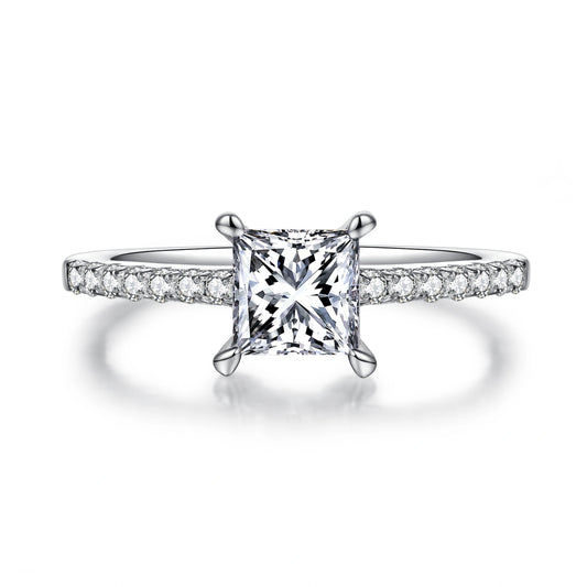 Aligned Hearts – 1CT Square Moissanite Solitaire Ring