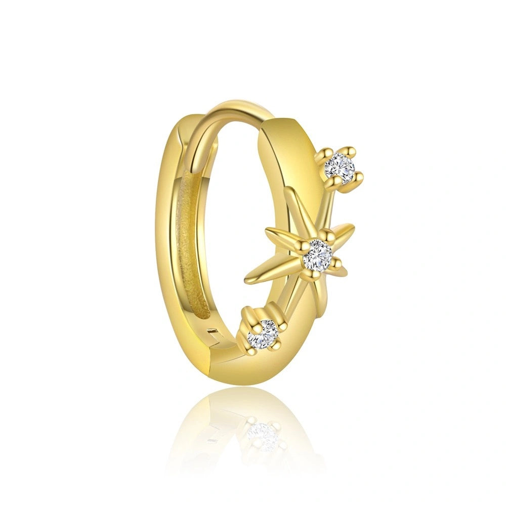 Starlit Twist Ear Stack 18K Gold Huggie Hoop Earrings