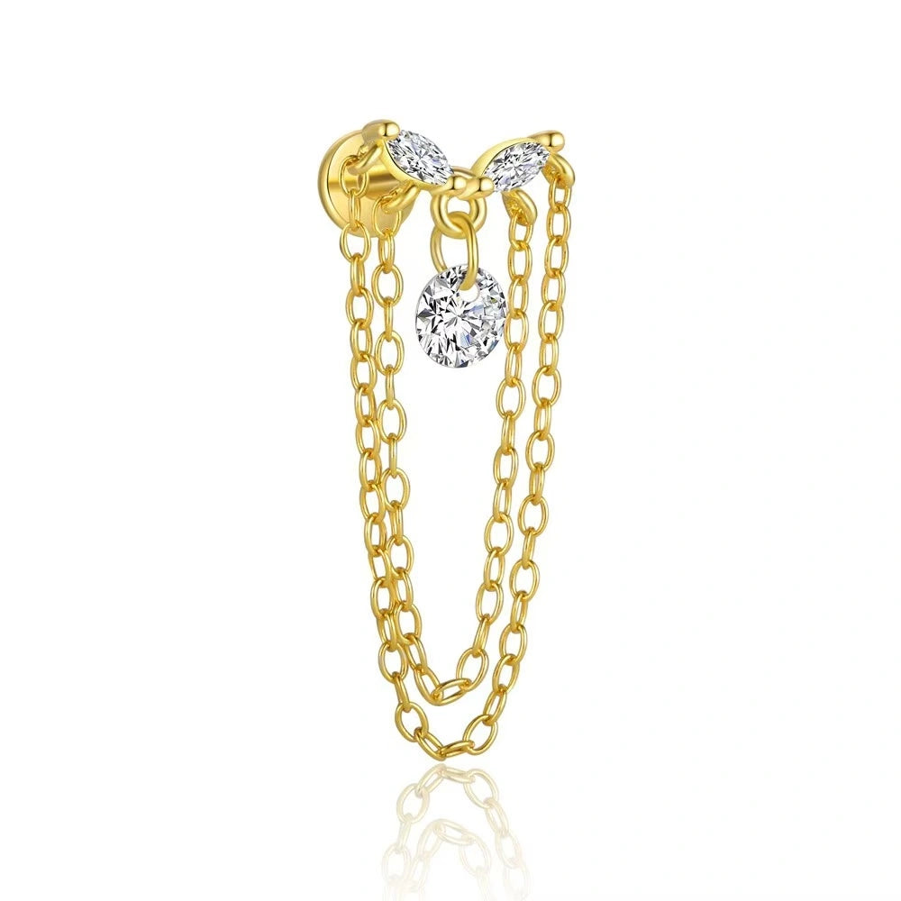 Starlit Veil Chains Ear Stack 18K Gold Earrings