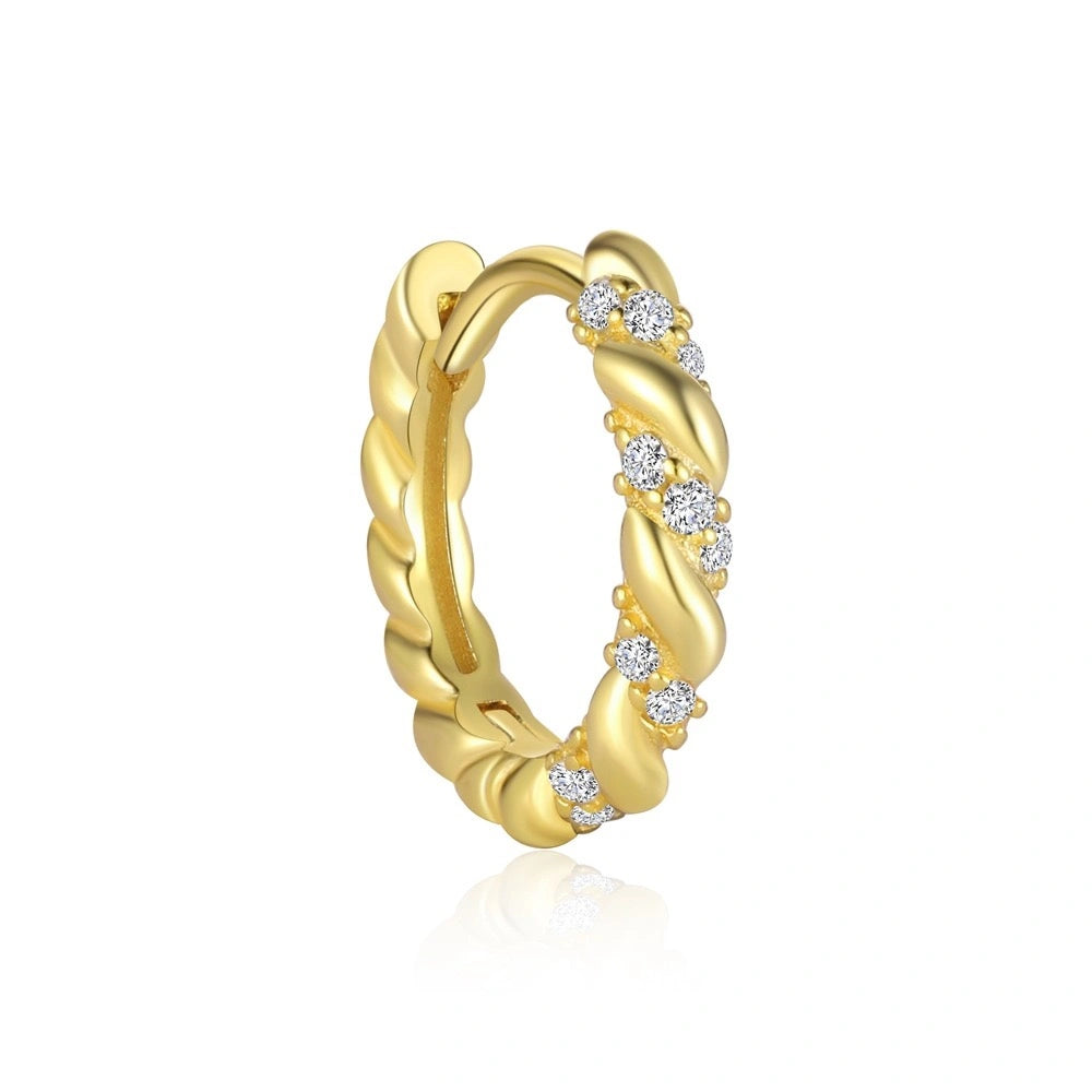 Starlit Twist Ear Stack 18K Gold Huggie Hoop Earrings