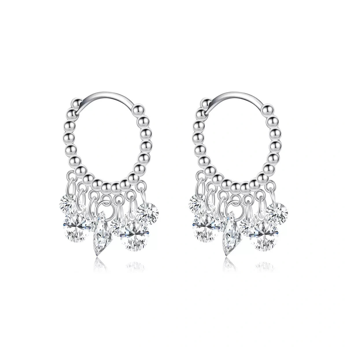 Breeze Chime Sterling Silver Hoop Dangle Earrings
