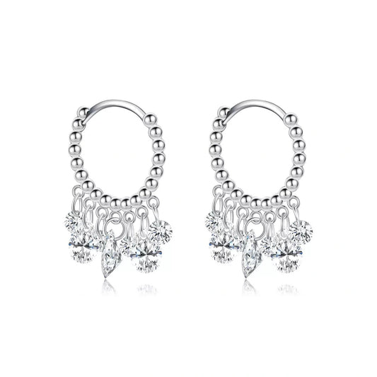Breeze Chime Sterling Silver Hoop Dangle Earrings