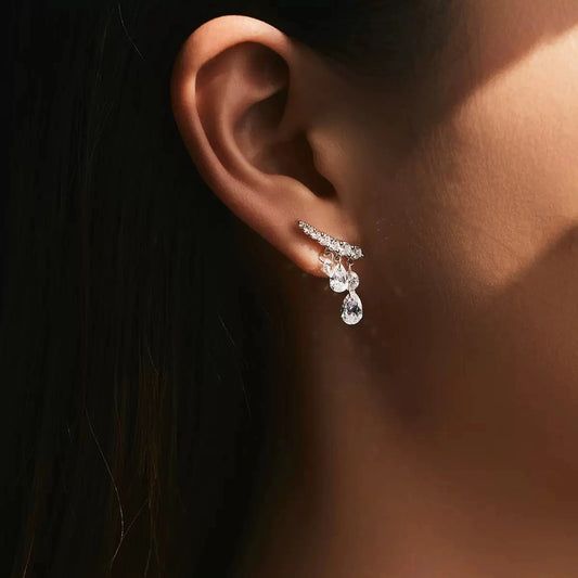 Dewdrop Symphony Sterling Silver Drop Earrings