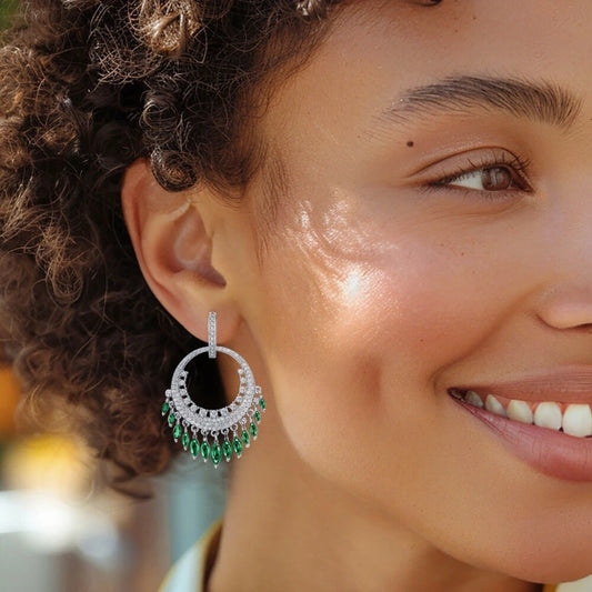 Jade Cascade Drop Hoops