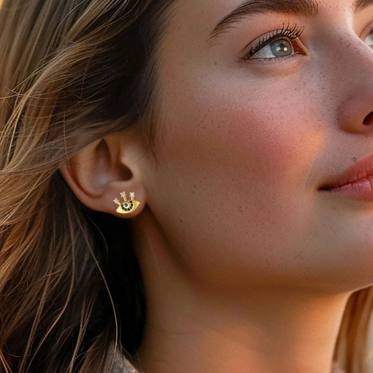 18K Gold Evil Eye Stud Earrings