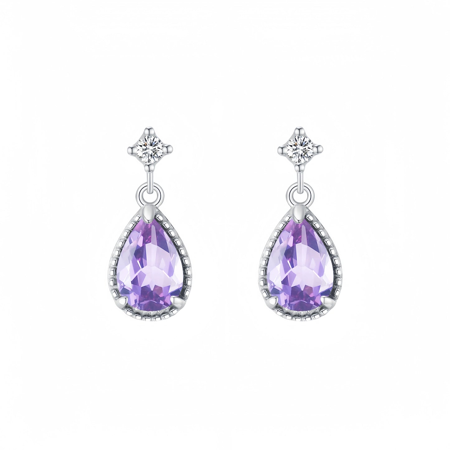 Twilight Violet Sterling Silver Drop Earrings